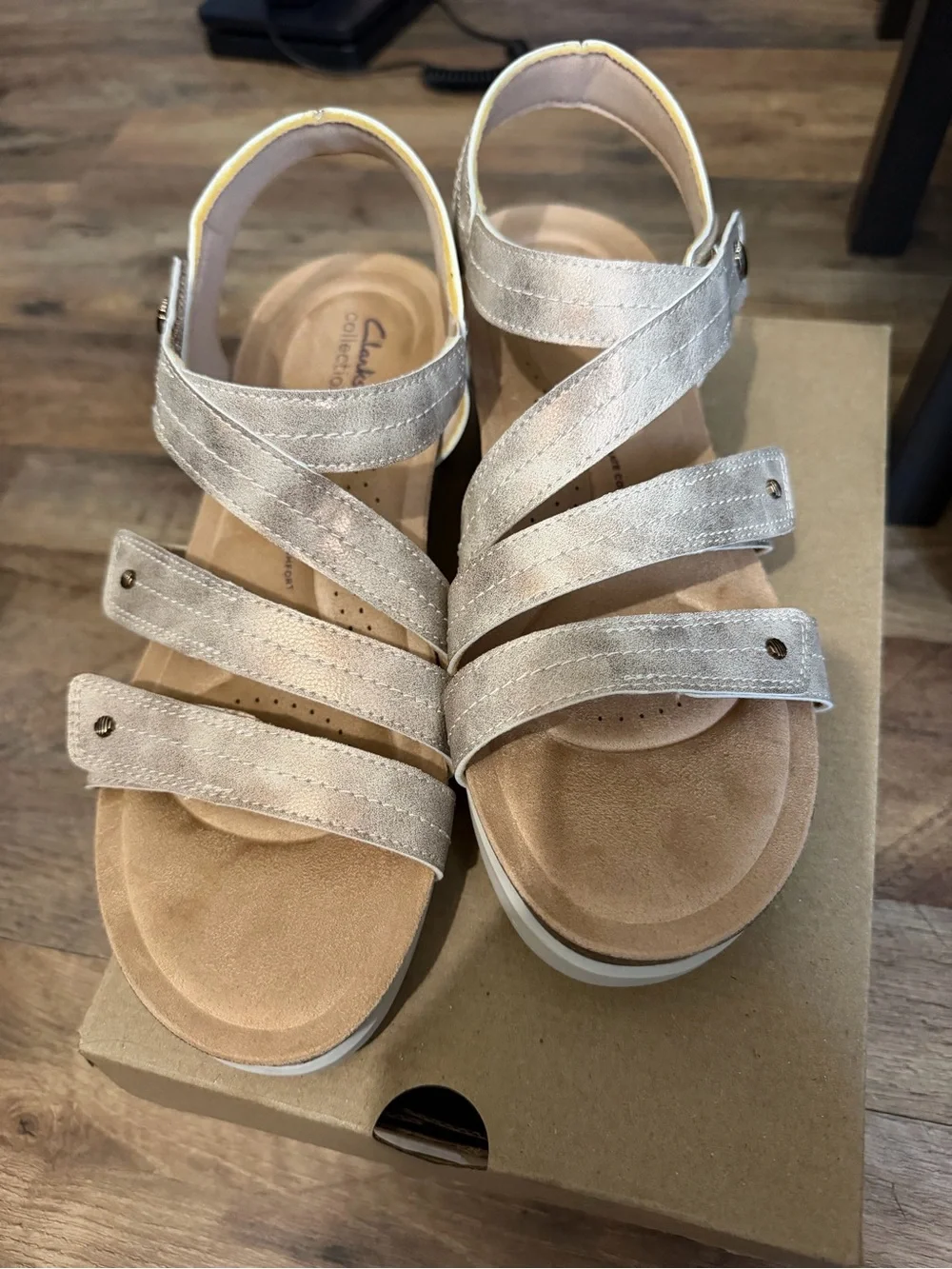 Clarks Collection Calenne Clara Bronze Metallic Strappy Sandals Women’s 11 M